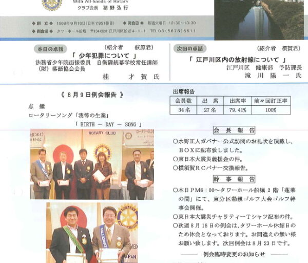 2011年8月23日　週報