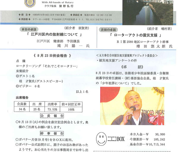 2011年8月30日　週報
