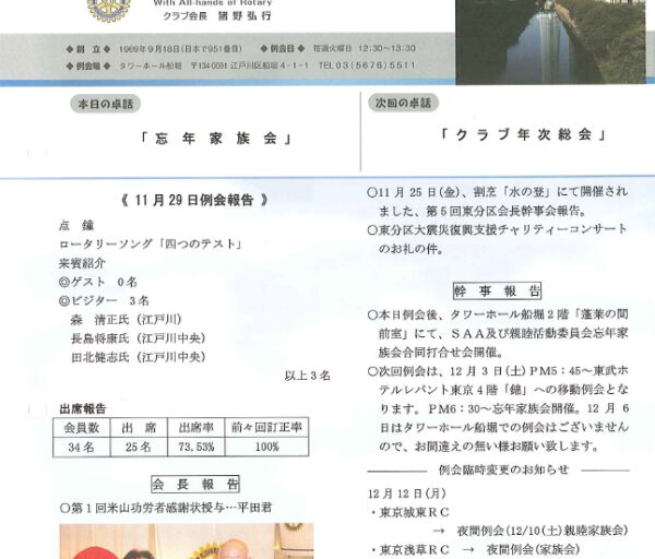 2011年12月3日　週報