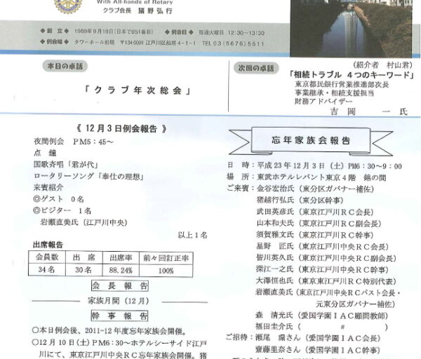 2011年12月13日　週報