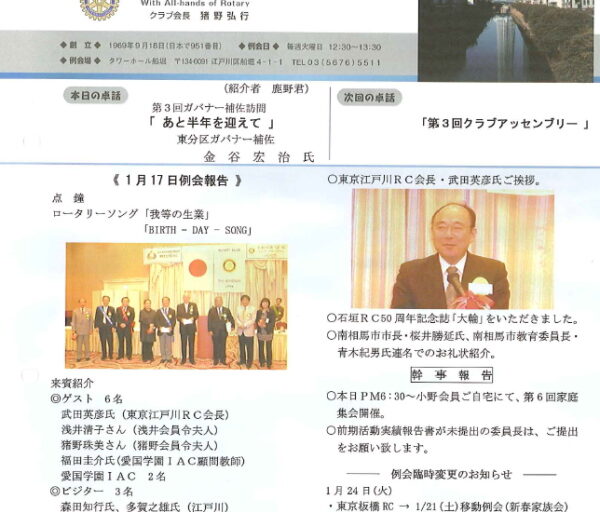 2012年1月24日　週報