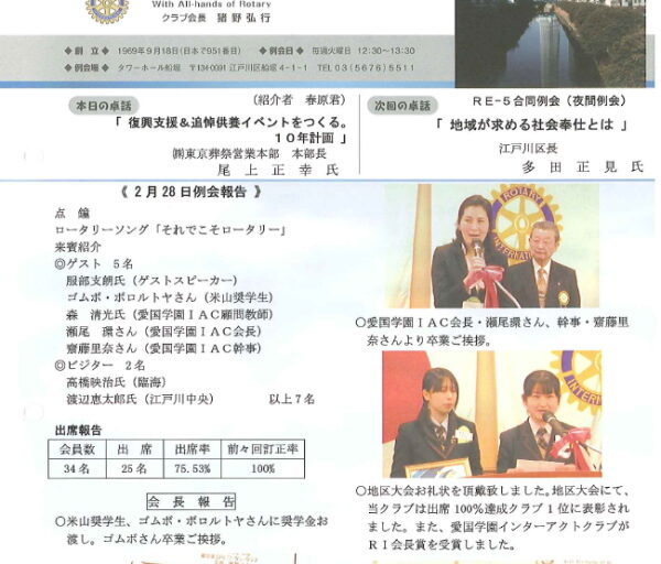 2012年3月6日　週報