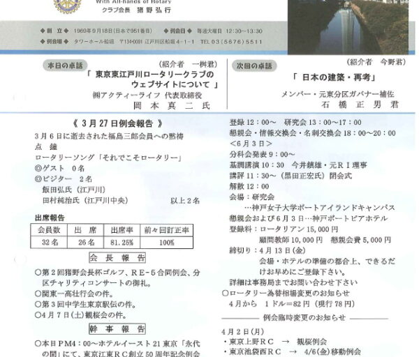 2012年4月3日　週報