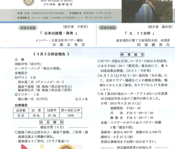 2012年4月10日　週報