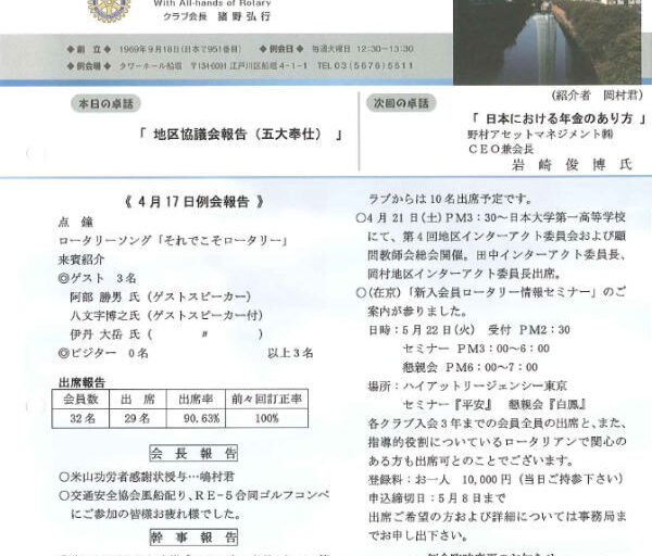 2012年4月24日　週報