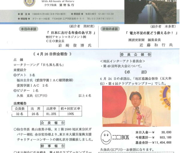 2012年5月8日　週報