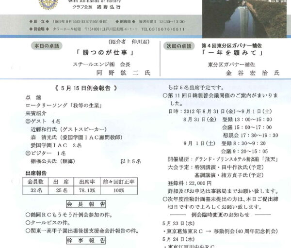 2012年5月22日　週報