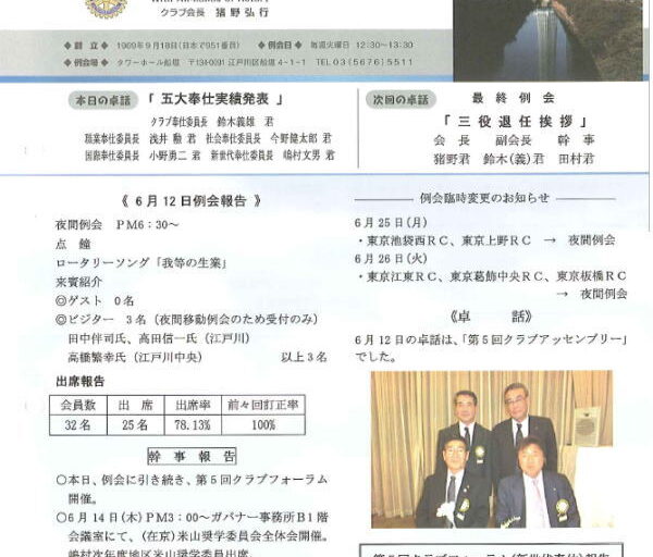 2012年6月19日　週報