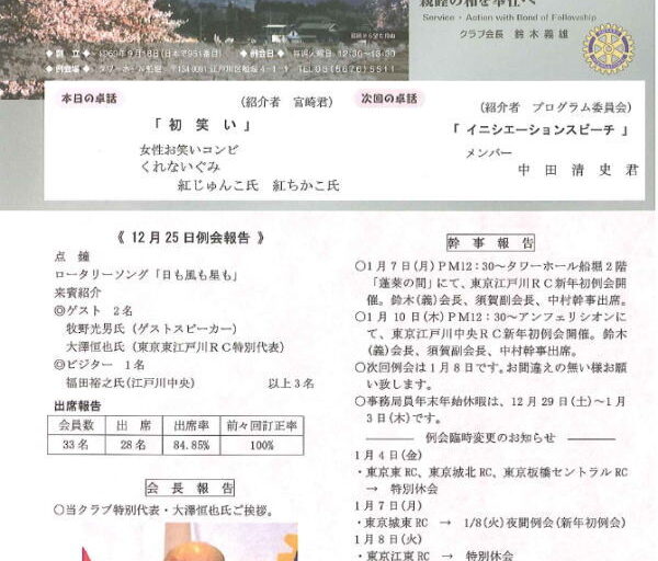 2013年1月8日　週報