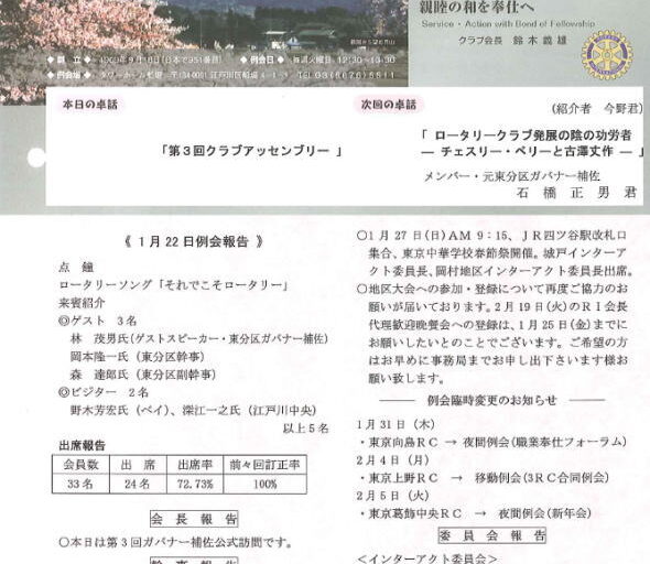 2013年1月29日　週報