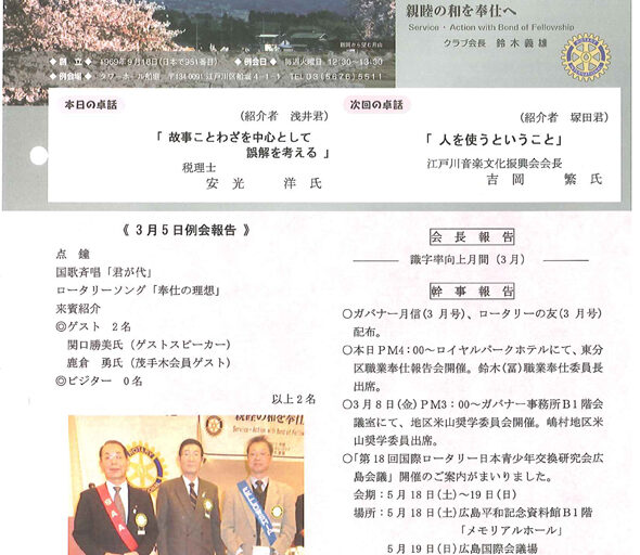 2013年3月12日　週報