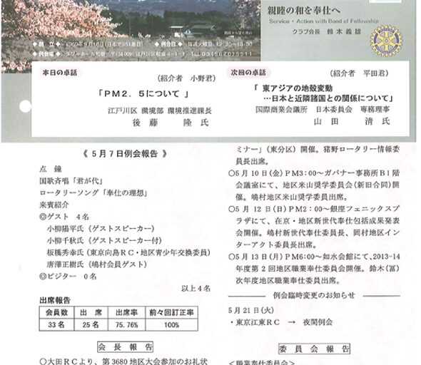 2013年5月14日　週報
