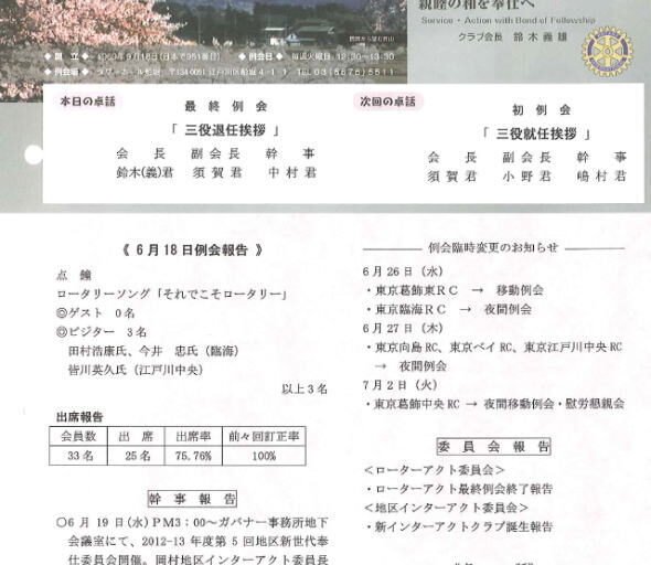 2013年6月25日　週報