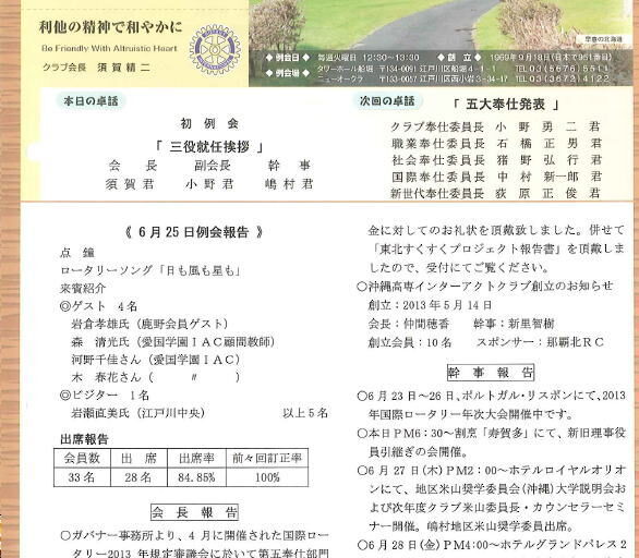 2013年7月2日　週報