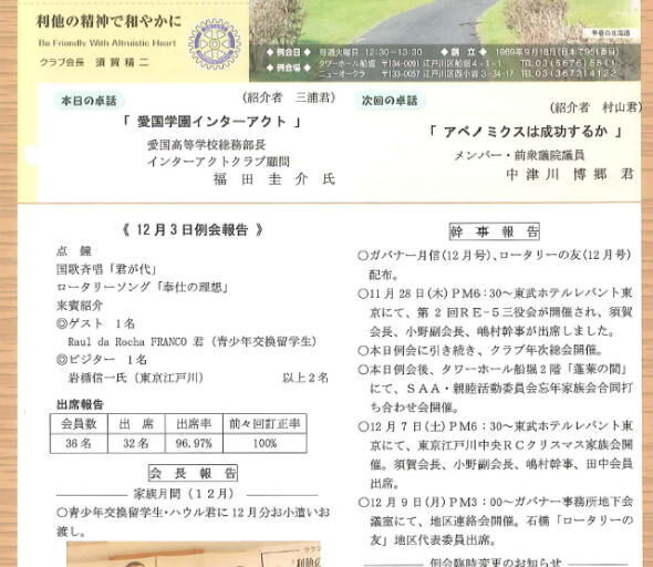 2013年12月10日　週報