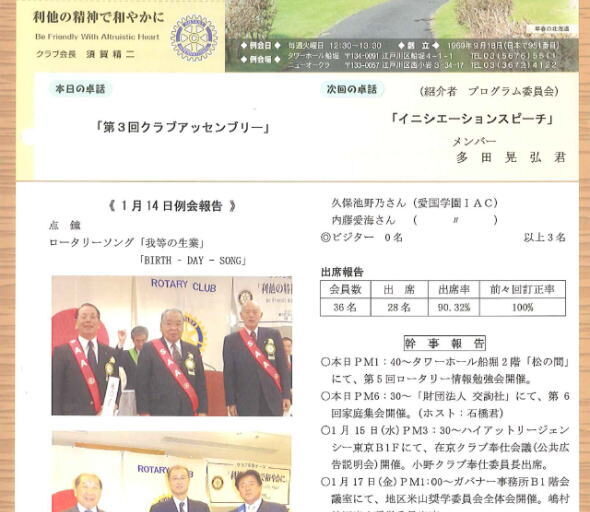 2014年1月21日　週報