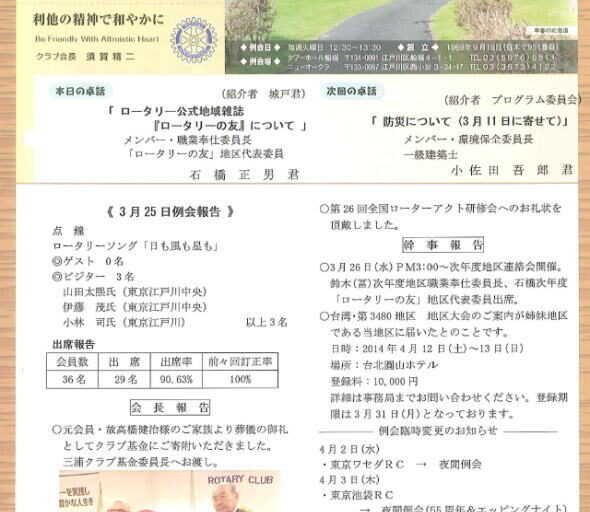 2014年4月1日　週報