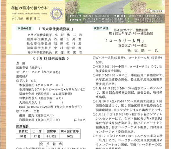 2014年5月20日　週報