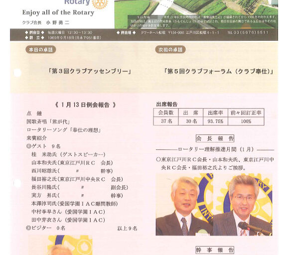 2015年1月20日　週報