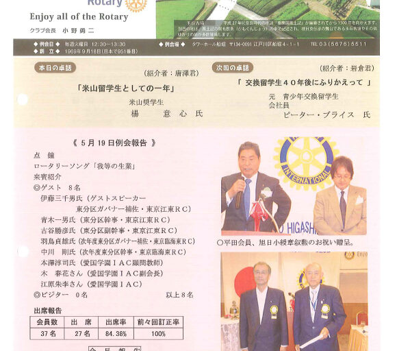 2015年5月26日　週報