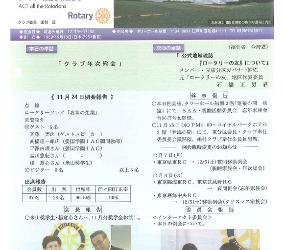 2015年12月1日　週報
