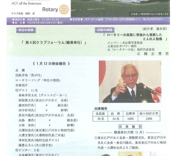2016年1月19日　週報