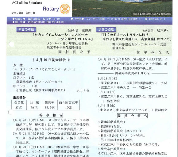 2016年4月26日　週報
