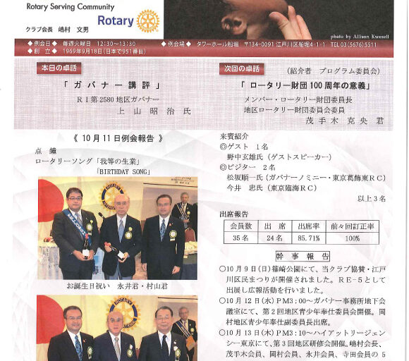 2016年10月25日　週報