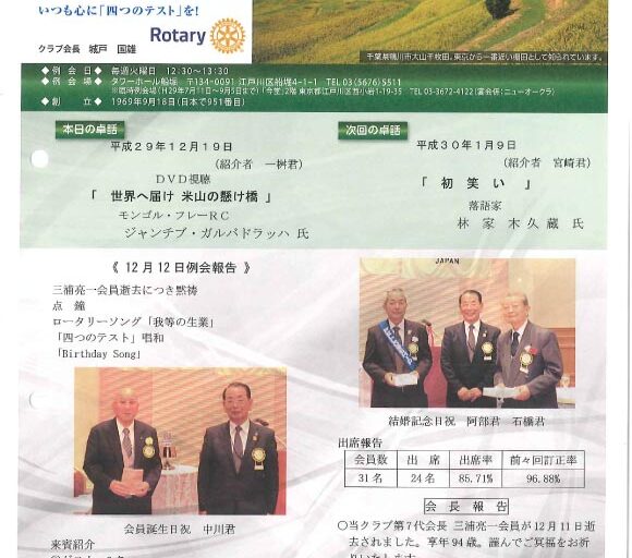 2017年12月19日　週報