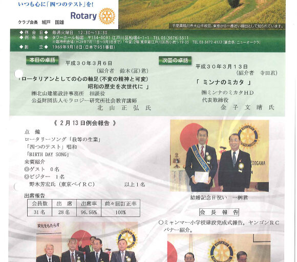 2018年3月6日　週報