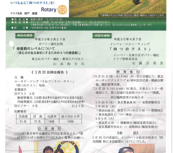 2018年3月27日　週報