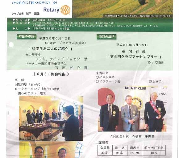 2018年6月12日　週報