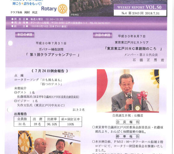 2018年7月31日　週報