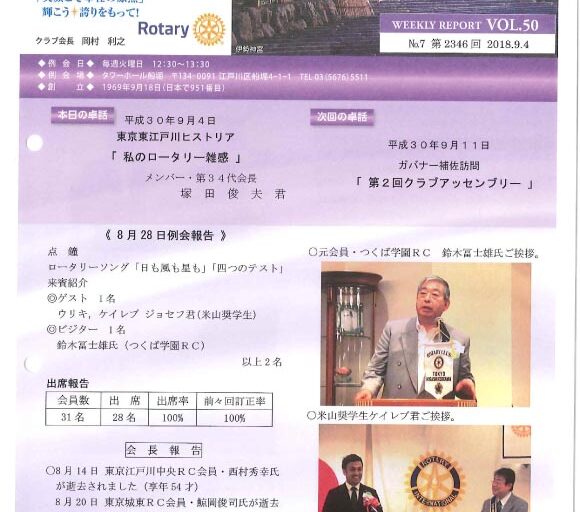 2018年9月4日　週報