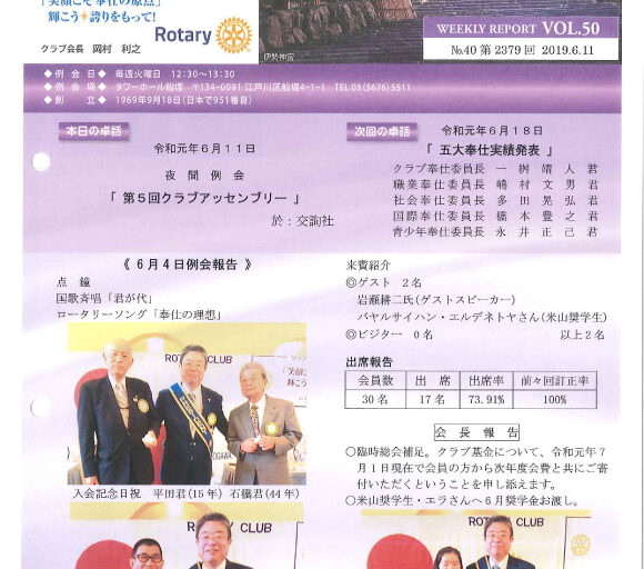2019年6月11日　週報