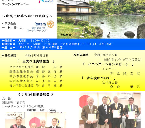 2020年6月2日　週報