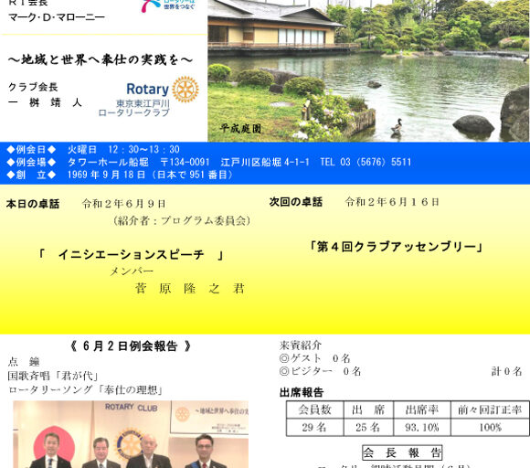2020年6月9日　週報