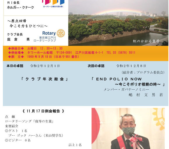 2020年12月1日　週報