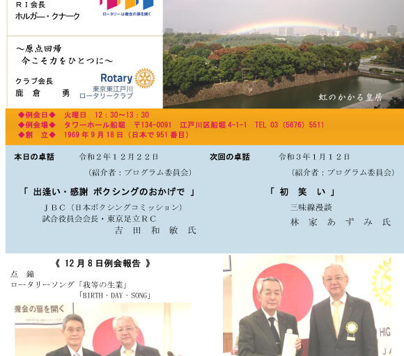 2020年12月22日　週報