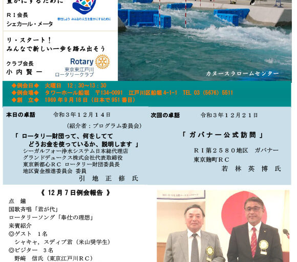 2021年12月14日　週報