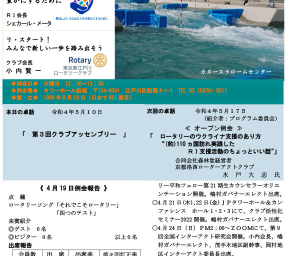 2022年5月10日　週報