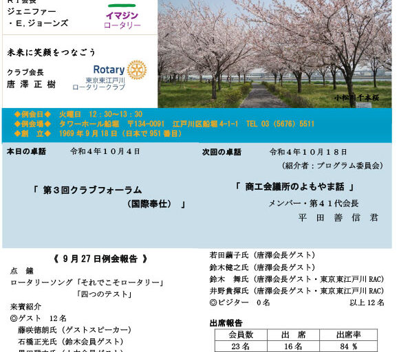 2022年10月4日　週報