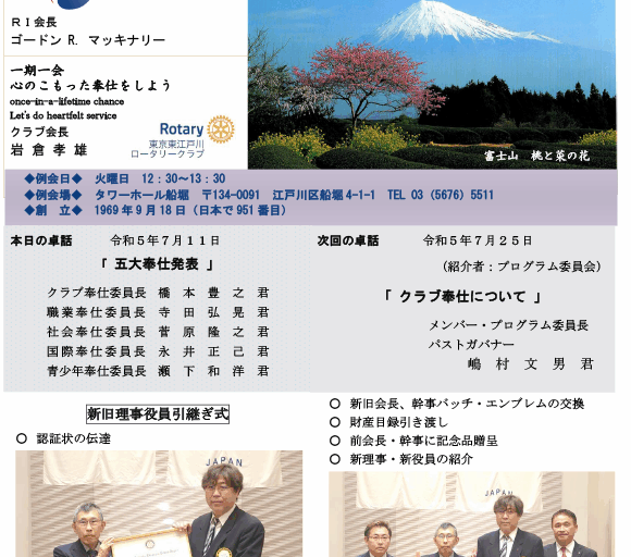 2023年7月11日　週報