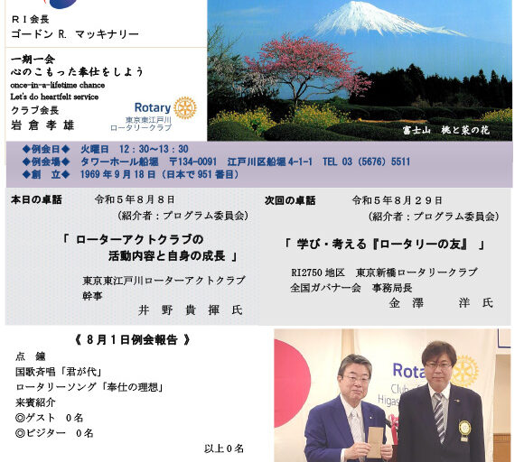 2023年8月8日　週報