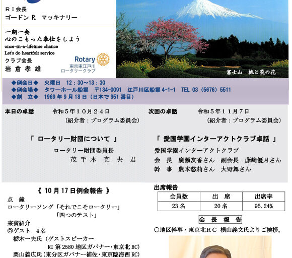 2023年10月24日　週報