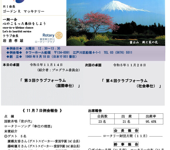 2023年11月14日　週報