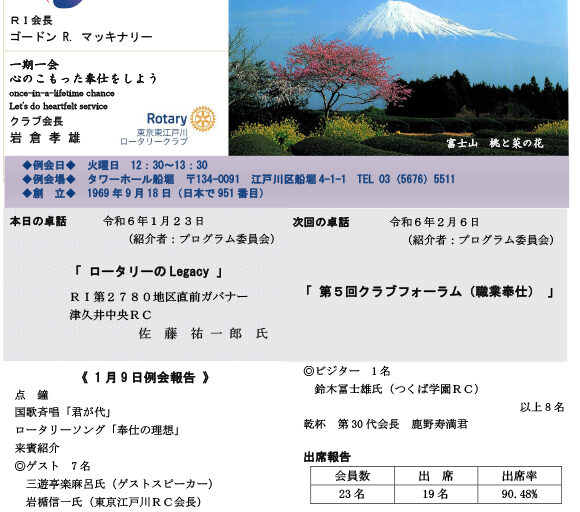 2024年1月23日　週報