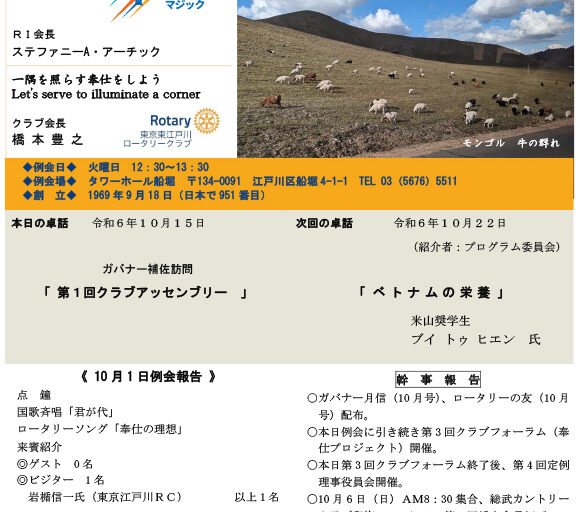 2024年10月15日　週報