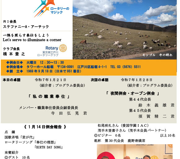2025年1月21日　週報