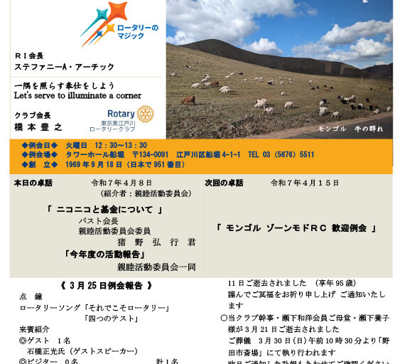 2025年4月8日　週報